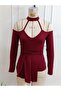 Women's off-the-shoulder mock neck long sleeve v-neck pleated viscose blouse - 4