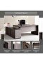 Leno Office Desk 180cm - Dark Oak Top - 6