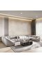 Grit 7 Seater Fabric U Shaped Corner Sofa Set - Beige