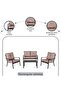 CASSENA OUTDOOR SOFA SET 2+1+1+COFFEE TABLE -BROWN - 4
