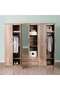 Grimsby 6 Door Wardrobe 2 Drawers With Mirror Engineered Wood - Walnut - 3