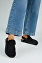 Alba Fur Women's Leather Laceless Black Sabo Slippers - 6