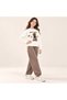Girl's Plush Detailed Printed Sweatshirt and Adjustable Wide-Leg Pants Set