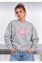 Star Printed Oversized Women's Crewneck Sweatshirt