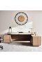 June Office Desk Right Side Return 240cm - Teak & Light Grey