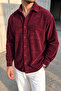 Men's Regular Fit Corduroy Long Sleeve Shirt - Burgundy - 2