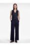 Asymmetrical Cut Metal Buttoned Pocketed Sleeveless Striped Double-Breasted Vest