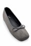 Fly Women's Suede Gray Blunt Toe Thin Bow 3cm Hidden Heel Flat Sole Ballerina Ballet Shoes - 4