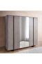 Arelis 6 Door Wardrobe With Mirror - Light Brown