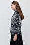 Women's Patterned High-Neck Bat Sleeve Knit Sweater - 2