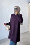 Mercerized Tunic with Shoulder Accessory Detail - Plum - 2