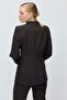 Women's Collarless V-Neck Single Button Blazer Jacket - 4