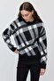 Women's Plaid Patterned Crew Neck Knitwear Sweater