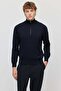Men's braided cable knit sweater with stand collar