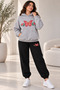 Women's Butterfly and Rose Printed Hooded 2-Piece Tracksuit Set Winter Comfortable Fit with Elasticized Legs - 2