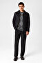 Black Regular Fit Suede Coat - 2