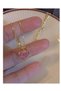 Pink Heart Pendant Gold Chain Necklace |   Korean Designer Jewelry
