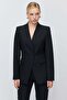 Women's Collarless V-Neck Single Button Blazer Jacket - 2