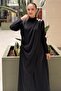 Satin Evening Dress with Brooches on the Shoulder and Waist - 3