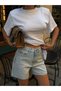 Star Detailed Crystal Stone Denim Shorts - 4