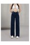 Women's Navy Blue Lycra Super High Waist Loose Jeans Palazzo Trousers - 2
