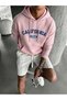 Unisex Pink California Printed Hooded Sweatshirt Printed Premium Oversize T-Shirt