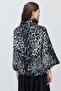 Women's Patterned High-Neck Bat Sleeve Knit Sweater - 6