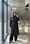 Women's Belted Long Faux Leather Trench Coat Double-Breasted Hijab Jacket - 3