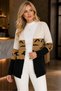 Women's Long Sleeve V-Neck t Sleeveless Leopard Detailed Color Block Stylish Elegant Casual Beige Coffee Black Knitwear Cardigan - 2