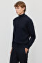 Men's braided cable knit sweater with stand collar - 2