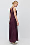 Women's V-Neck Sleeveless Satin Long Dress - 4
