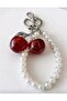 Silver Cherry Bag Charm with Pearls Keychain Charm - 2