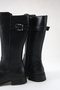 Women's Stylish Buckle-Strap Below-The-Knee Boots Black - 8