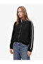 Comfortable Fit Long Sleeve Zippered Pocketed High Collar Striped Sweatshirt - 2