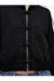 Comfortable Fit Long Sleeve Zippered Pocketed High Collar Striped Sweatshirt - 5