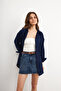 Women's Dark Navy Blue Oversize Basic Muslin Shirt - 4