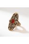 Bronze Women's Ring Authentic Copper Jewelry Red Stone Night Embroidery Model Adjustable Vintage - 3