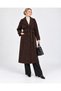 Oversized Fit Swallow Collar Lined Coat with Pocket on the Side and Back and Button Detailing