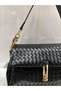 Livia Women's Shoulder Bag with Knitted Texture and Gold Lock Detail, Stylish Bag