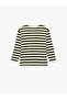 Ribbed Crew Neck Long Sleeve Striped T-Shirt - 3
