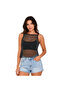 Women’s Black Rhinestone Mesh Sleeveless Cami Top – Free Size