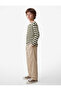 Ribbed Crew Neck Long Sleeve Striped T-Shirt