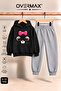 Girl's Hooded Kitten Face Printed Tracksuit Set 3-12 Years