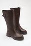 Women's Stylish Buckle-Strap Below-The-Knee Boots in Brown