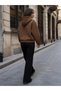 Unisex Plain Oversize Hooded Sweatshirt 3 Thread Raster Brown - 5