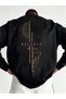 Unisex Black Balance Back Printed Crew Neck Printed Premium Oversize T-Shirt