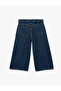Normal Waist Pocketed Comfortable Fit Cotton Cropped Wide Leg Denim Trousers - Culotte Jeans - 2