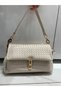 Livia Women's Shoulder Bag with Knitted Texture and Gold Lock Detail, Stylish Bag - 5