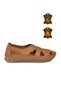 Tan Genuine Leather Anatomical Sole Rubber Band Women's Casual Shoes Z568 - 3