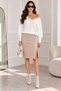 Women's V-Neck Long Sleeve Loose Blouse Slit Pencil Skirt Bottom Top Two-Piece Set - 5